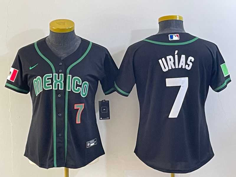 Women's Mexico Baseball #7 Julio Urias Number 2023 Black World Classic Stitched Jersey3,We sell and wholesale Women's Mexico Baseball #7 Julio Urias Number 2023 Black World Classic Stitched Jersey3 on line form chian!