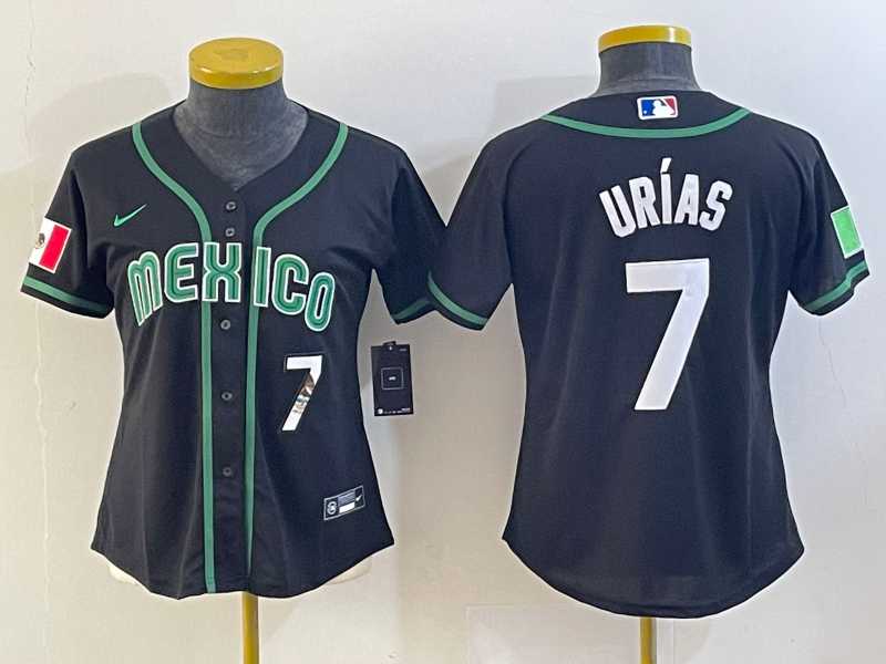Women's Mexico Baseball #7 Julio Urias Number 2023 Black World Classic Stitched Jersey5,We sell and wholesale Women's Mexico Baseball #7 Julio Urias Number 2023 Black World Classic Stitched Jersey5 on line form chian!