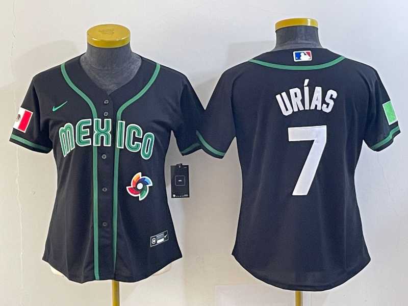 Women's Mexico Baseball #7 Julio Urias Number 2023 Black World Classic Stitched Jersey7,We sell and wholesale Women's Mexico Baseball #7 Julio Urias Number 2023 Black World Classic Stitched Jersey7 on line form chian!