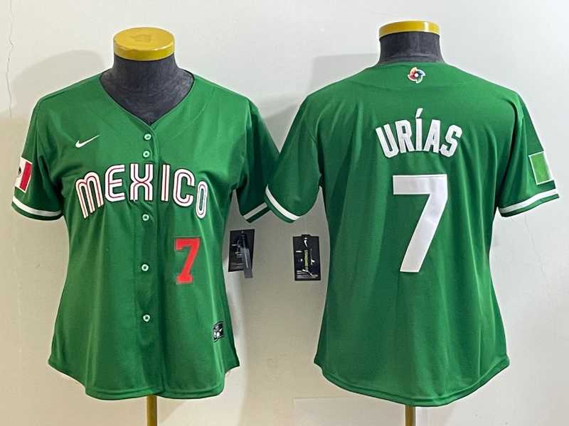 Women's Mexico Baseball #7 Julio Urias Number 2023 Green World Classic Stitched Jersey1,We sell and wholesale Women's Mexico Baseball #7 Julio Urias Number 2023 Green World Classic Stitched Jersey1 on line form chian!