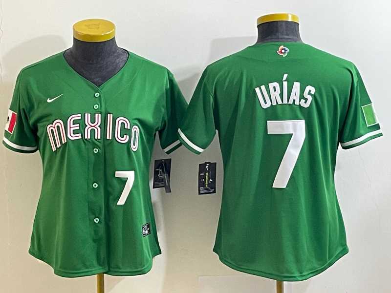 Women's Mexico Baseball #7 Julio Urias Number 2023 Green World Classic Stitched Jersey3,We sell and wholesale Women's Mexico Baseball #7 Julio Urias Number 2023 Green World Classic Stitched Jersey3 on line form chian!