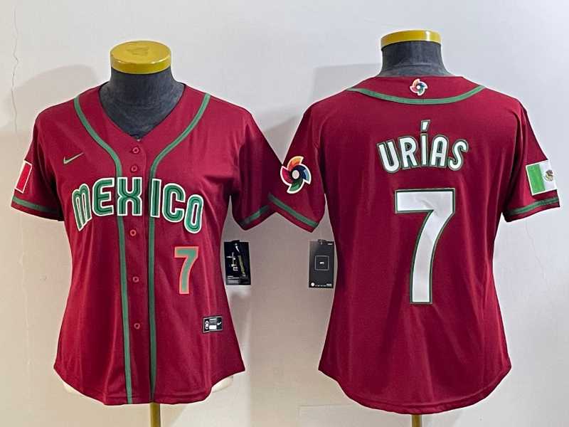 Women's Mexico Baseball #7 Julio Urias Number 2023 Red World Baseball Classic Stitched Jersey,We sell and wholesale Women's Mexico Baseball #7 Julio Urias Number 2023 Red World Baseball Classic Stitched Jersey on line form chian!