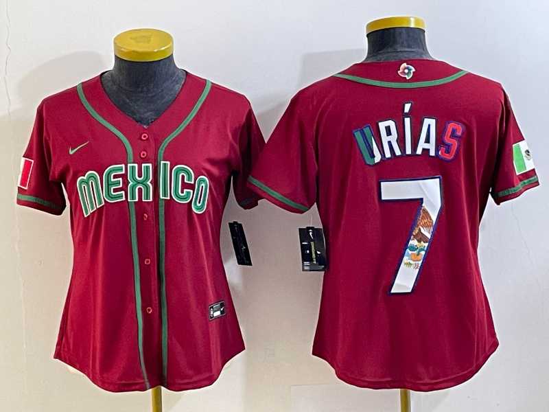 Women's Mexico Baseball #7 Julio Urias Number 2023 Red World Baseball Classic Stitched Jersey10,We sell and wholesale Women's Mexico Baseball #7 Julio Urias Number 2023 Red World Baseball Classic Stitched Jersey10 on line form chian!