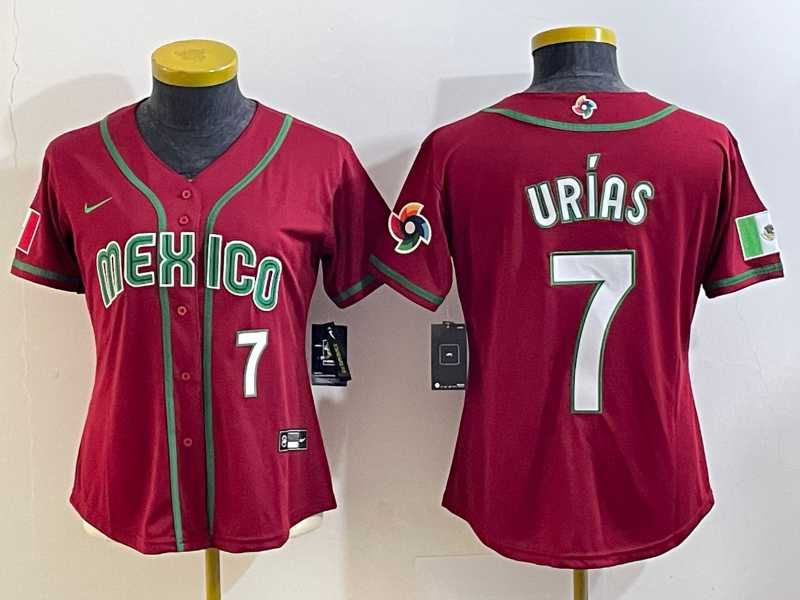 Women's Mexico Baseball #7 Julio Urias Number 2023 Red World Baseball Classic Stitched Jersey2,We sell and wholesale Women's Mexico Baseball #7 Julio Urias Number 2023 Red World Baseball Classic Stitched Jersey2 on line form chian!