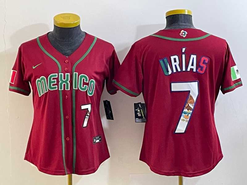 Women's Mexico Baseball #7 Julio Urias Number 2023 Red World Baseball Classic Stitched Jersey8,We sell and wholesale Women's Mexico Baseball #7 Julio Urias Number 2023 Red World Baseball Classic Stitched Jersey8 on line form chian!