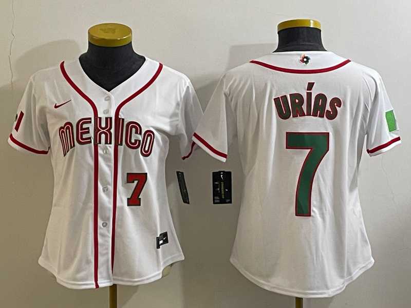 Women's Mexico Baseball #7 Julio Urias Number 2023 White World Classic Stitched Jersey1,We sell and wholesale Women's Mexico Baseball #7 Julio Urias Number 2023 White World Classic Stitched Jersey1 on line form chian!