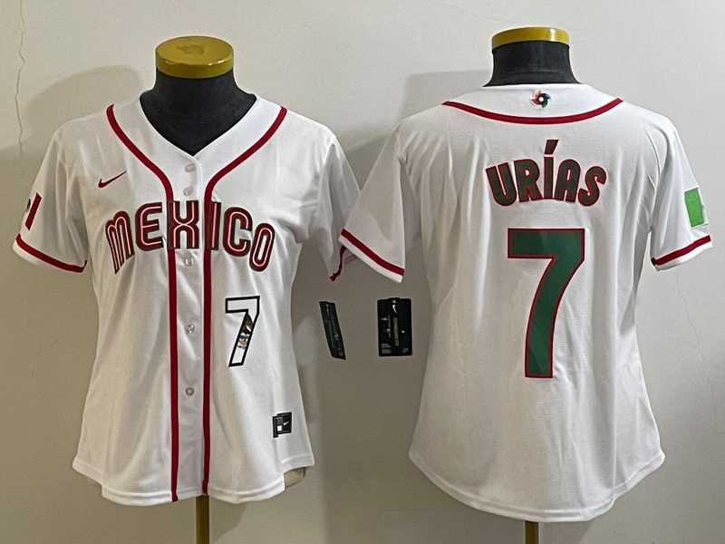 Women's Mexico Baseball #7 Julio Urias Number 2023 White World Classic Stitched Jersey4,We sell and wholesale Women's Mexico Baseball #7 Julio Urias Number 2023 White World Classic Stitched Jersey4 on line form chian!