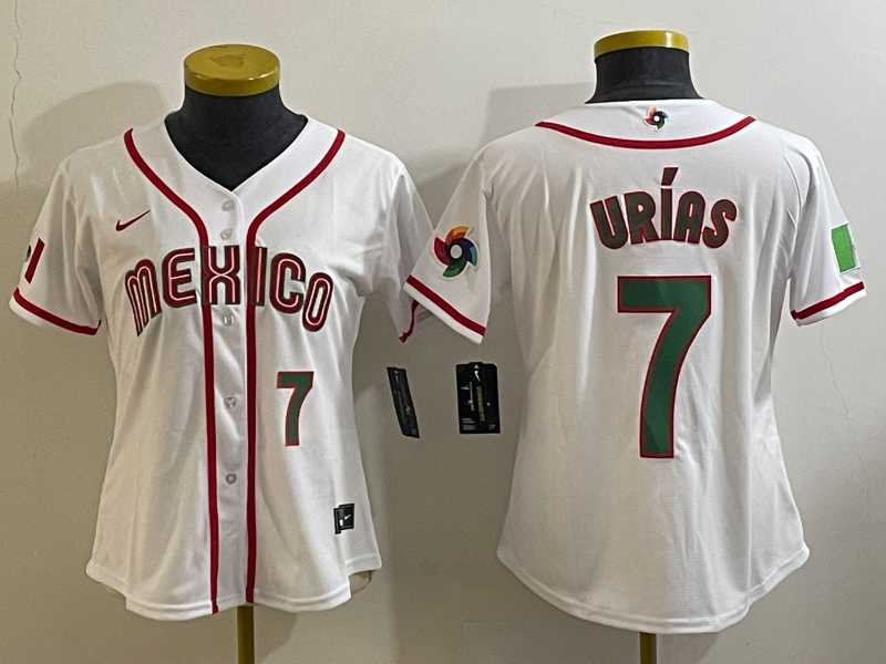 Women's Mexico Baseball #7 Julio Urias Number 2023 White World Classic Stitched Jersey7,We sell and wholesale Women's Mexico Baseball #7 Julio Urias Number 2023 White World Classic Stitched Jersey7 on line form chian!