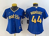Women's Seattle Mariners #44 Julio Rodriguez Blue 2023 City Connect Cool Base Stitched Jersey,baseball caps,new era cap wholesale,wholesale hats