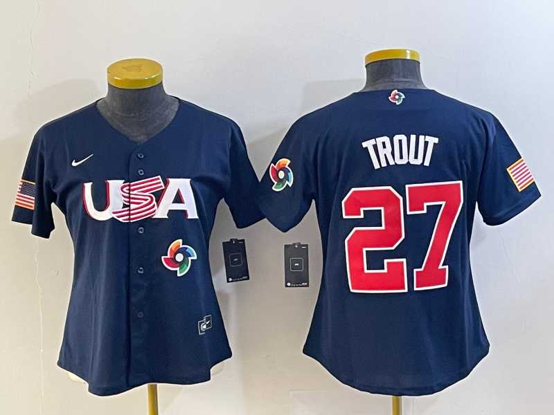 Women's USA Baseball #27 Mike Trout 2023 Navy World Classic Stitched Jersey1,We sell and wholesale Women's USA Baseball #27 Mike Trout 2023 Navy World Classic Stitched Jersey1 on line form chian!