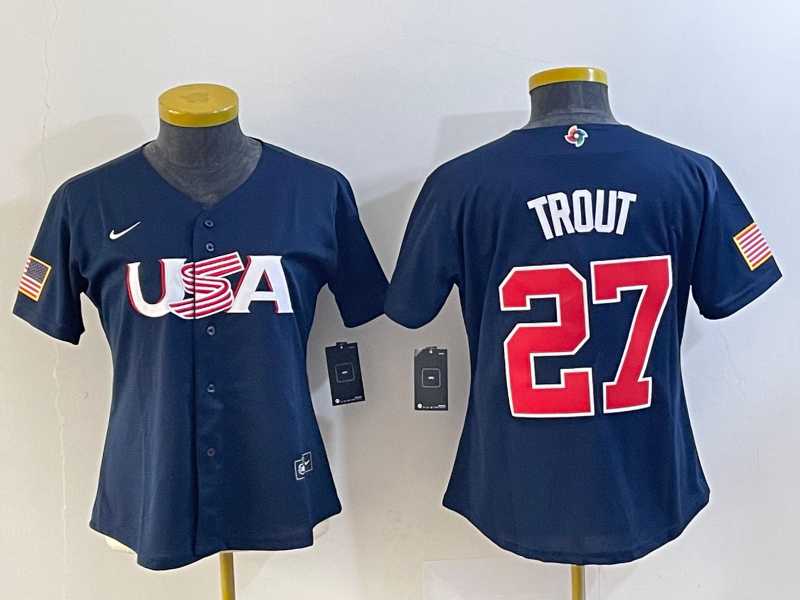 Women's USA Baseball #27 Mike Trout Number 2023 Navy World Classic Stitched Jersey1,We sell and wholesale Women's USA Baseball #27 Mike Trout Number 2023 Navy World Classic Stitched Jersey1 on line form chian!