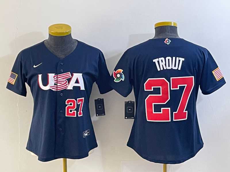 Women's USA Baseball #27 Mike Trout Number 2023 Navy World Classic Stitched Jersey3,We sell and wholesale Women's USA Baseball #27 Mike Trout Number 2023 Navy World Classic Stitched Jersey3 on line form chian!