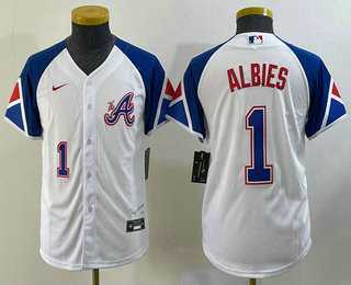 Youth Atlanta Braves #1 Ozzie Albies Number White 2023 City Connect Cool Base Stitched Jerseys,We sell and wholesale Youth Atlanta Braves #1 Ozzie Albies Number White 2023 City Connect Cool Base Stitched Jerseys on line form chian!