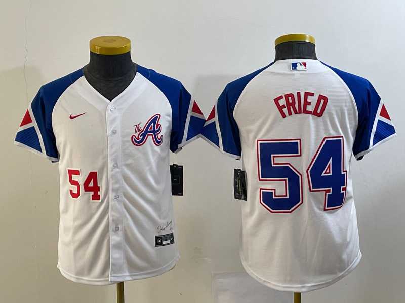 Youth Atlanta Braves #54 Max Fried Number White 2023 City Connect Cool Base Stitched Jersey,We sell and wholesale Youth Atlanta Braves #54 Max Fried Number White 2023 City Connect Cool Base Stitched Jersey on line form chian!