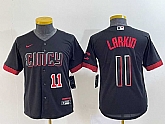 Youth Cincinnati Reds #11 Barry Larkin Number Black 2023 City Connect Cool Base Stitched Jerseys,baseball caps,new era cap wholesale,wholesale hats