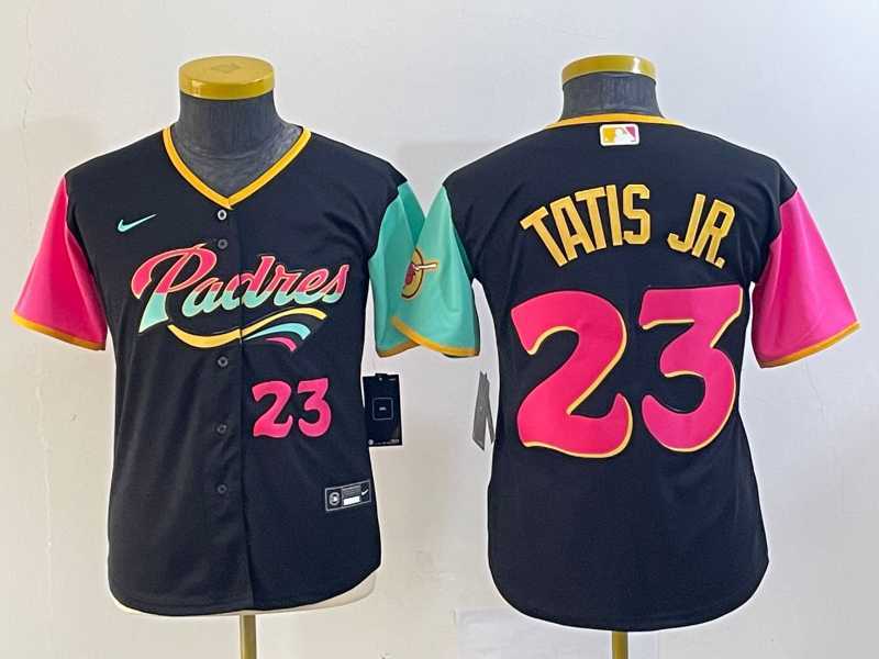 Youth San Diego Padres #23 Fernando Tatis Jr Black Number 2022 City Connect Cool Base Stitched Jersey,We sell and wholesale Youth San Diego Padres #23 Fernando Tatis Jr Black Number 2022 City Connect Cool Base Stitched Jersey on line form chian!