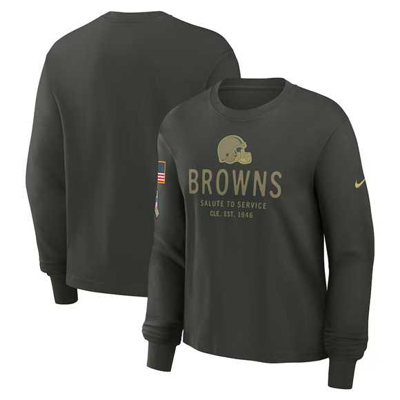 Men's Cleveland Browns Dark Green 2025 Salute to Service Sideline Dri-FIT Long Sleeve T-Shirt,We sell and wholesale Men's Cleveland Browns Dark Green 2025 Salute to Service Sideline Dri-FIT Long Sleeve T-Shirt on line form chian!