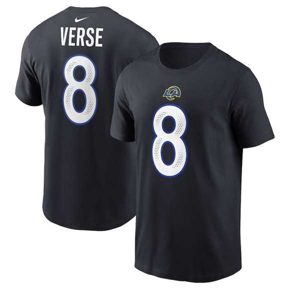 Men's Los Angeles Rams #8 Jared Verse Black 2025 Rivalries Collection Player Name & Number T-Shirt,We sell and wholesale Men's Los Angeles Rams #8 Jared Verse Black 2025 Rivalries Collection Player Name & Number T-Shirt on line form chian!