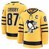 Men's Pittsburgh Penguins #87 Sidney Crosby Gold 2025 Alternate Stitched Jersey Dzhi,baseball caps,new era cap wholesale,wholesale hats