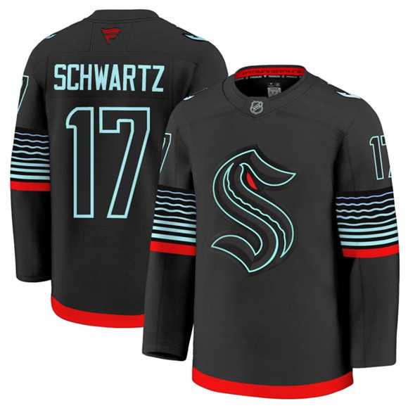 Men's Seattle Kraken #17 Jaden Schwartz Black Alternate Stitched Jersey Dzhi,We sell and wholesale Men's Seattle Kraken #17 Jaden Schwartz Black Alternate Stitched Jersey Dzhi on line form chian!