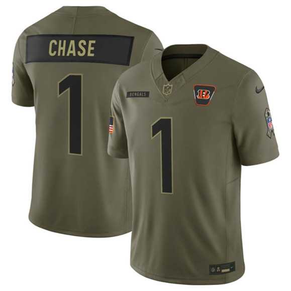 Men's Cincinnati Bengals #1 Ja'Marr Chase Olive 2025 Salute to Service Limited Stitched Jersey Dyin,We sell and wholesale Men's Cincinnati Bengals #1 Ja'Marr Chase Olive 2025 Salute to Service Limited Stitched Jersey Dyin on line form chian!