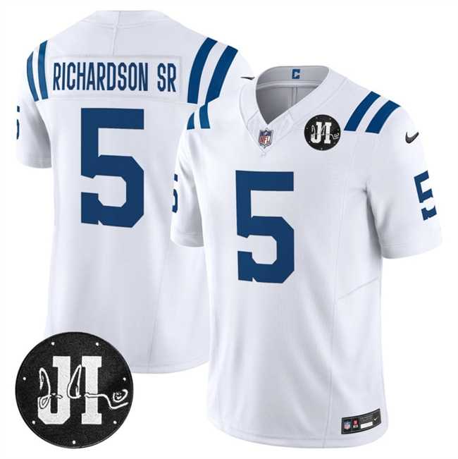 Men's Indianapolis Colts #5 Anthony Richardson White 2025 F.U.S.E. Jim Irsay Patch Vapor Limited Stitched Jersey Dzhi,We sell and wholesale Men's Indianapolis Colts #5 Anthony Richardson White 2025 F.U.S.E. Jim Irsay Patch Vapor Limited Stitched Jersey Dzhi on line form chian!