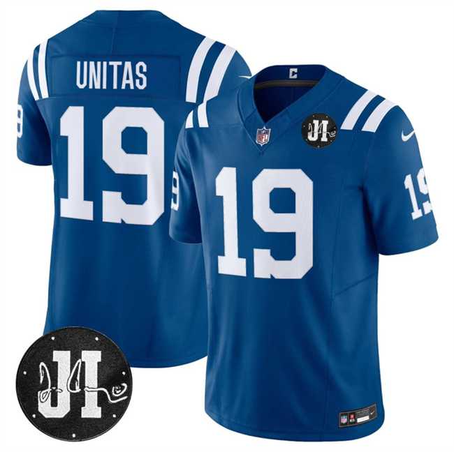 Men's Indianapolis Colts #19 Johnny Unitas Blue 2025 F.U.S.E. Jim Irsay Patch Vapor Limited Stitched Jersey Dzhi,We sell and wholesale Men's Indianapolis Colts #19 Johnny Unitas Blue 2025 F.U.S.E. Jim Irsay Patch Vapor Limited Stitched Jersey Dzhi on line form chian!
