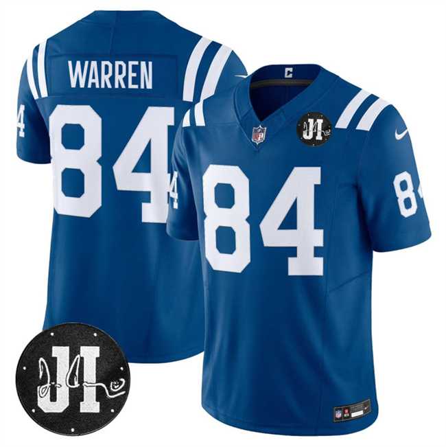 Men's Indianapolis Colts #84 Tyler Warren Blue 2025 F.U.S.E. Jim Irsay Patch Vapor Limited Stitched Jersey Dzhi,We sell and wholesale Men's Indianapolis Colts #84 Tyler Warren Blue 2025 F.U.S.E. Jim Irsay Patch Vapor Limited Stitched Jersey Dzhi on line form chian!
