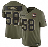 Men's Kansas City Chiefs #58 Derrick Thomas Olive 2025 Salute to Service Limited Stitched Jersey Dyin,baseball caps,new era cap wholesale,wholesale hats