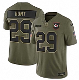 Men's Kansas City Chiefs #29 Kareem Hunt Olive 2025 Salute to Service Limited Stitched Jersey Dyin,baseball caps,new era cap wholesale,wholesale hats