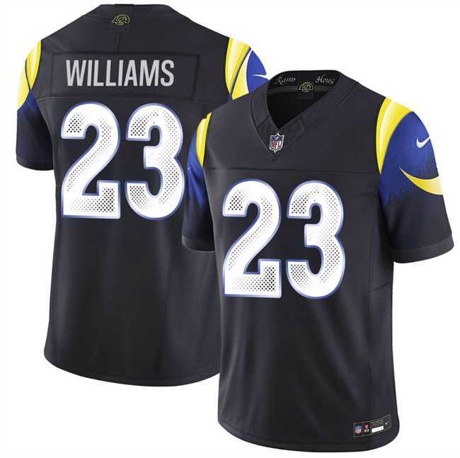 Men's Los Angeles Rams #23 Kyren Williams Black 2025 F.U.S.E. 'Rivalries' Vapor Limited Stitched Jersey Dzhi,We sell and wholesale Men's Los Angeles Rams #23 Kyren Williams Black 2025 F.U.S.E. 'Rivalries' Vapor Limited Stitched Jersey Dzhi on line form chian!