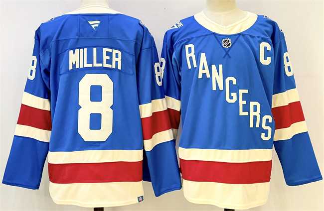 Men's New York Rangers #8 JT Miller Blue 2025 With C Patch Stitched Hockey Jersey,We sell and wholesale Men's New York Rangers #8 JT Miller Blue 2025 With C Patch Stitched Hockey Jersey on line form chian!