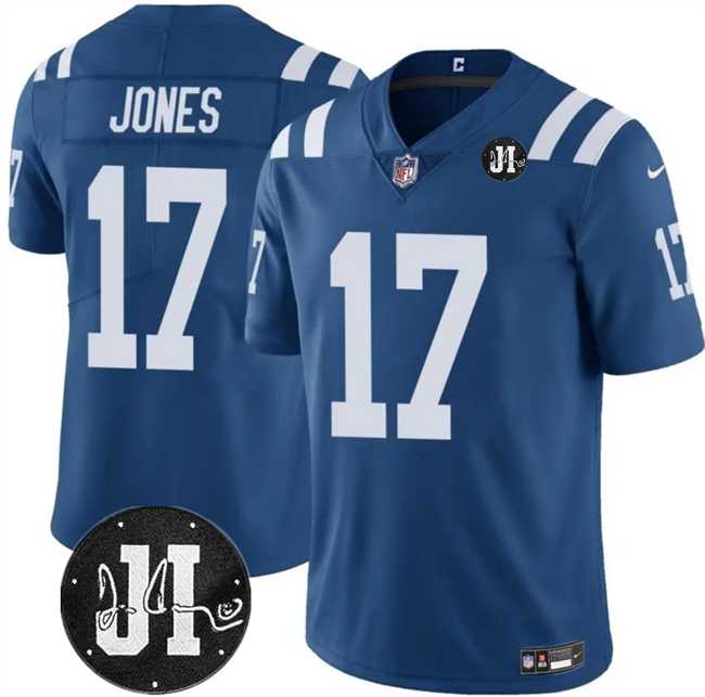 Men & Women & Youth Indianapolis Colts #17 Daniel Jones Blue Jim Irsay Patch Vapor Limited Stitched Jersey,We sell and wholesale Men & Women & Youth Indianapolis Colts #17 Daniel Jones Blue Jim Irsay Patch Vapor Limited Stitched Jersey on line form chian!