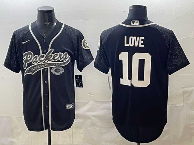Men's Green Bay Packers #10 Jordan Love Black Reflective With Patch Cool Base Stitched Baseball Jersey,We sell and wholesale Men's Green Bay Packers #10 Jordan Love Black Reflective With Patch Cool Base Stitched Baseball Jersey on line form chian!