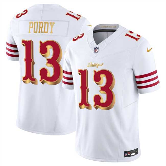 Men's San Francisco 49ers #13 Brock Purdy White Gold 2025 F.U.S.E. 'Rivalries' Vapor Limited Stitched Jersey,We sell and wholesale Men's San Francisco 49ers #13 Brock Purdy White Gold 2025 F.U.S.E. 'Rivalries' Vapor Limited Stitched Jersey on line form chian!