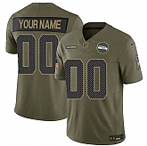 Men's Seattle Seahawks Active Player Custom Olive 2025 F.U.S.E. Salute to Service Limited Stitched Football Jersey,baseball caps,new era cap wholesale,wholesale hats