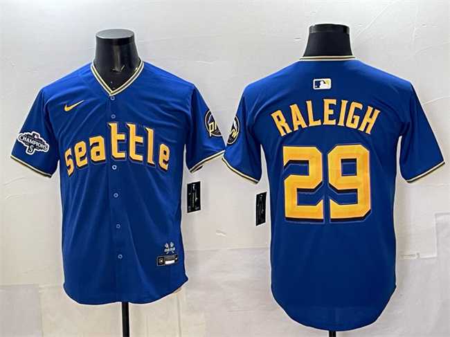 Men's Seattle Mariners #29 Cal Raleigh Royal With 2025 AL West Division Champions Patch City Connect Limited Stitched Jersey,We sell and wholesale Men's Seattle Mariners #29 Cal Raleigh Royal With 2025 AL West Division Champions Patch City Connect Limited Stitched Jersey on line form chian!