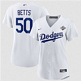 Women's Los Angeles Dodgers #50 Mookie Betts White 2025 World Series Home Cool Base Stitched Jersey Dzhi,baseball caps,new era cap wholesale,wholesale hats