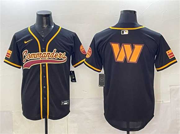 Men's Washington Commanders Team Big Logo Black Limited Stitched Baseball Jersey,We sell and wholesale Men's Washington Commanders Team Big Logo Black Limited Stitched Baseball Jersey on line form chian!