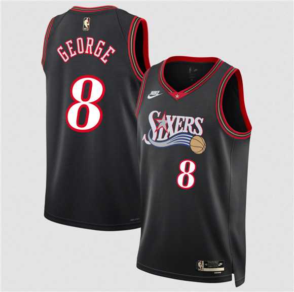 Men's Philadelphia 76ers #8 Paul George Black 2025 Classic Edition Stitched Jersey Dzhi,We sell and wholesale Men's Philadelphia 76ers #8 Paul George Black 2025 Classic Edition Stitched Jersey Dzhi on line form chian!