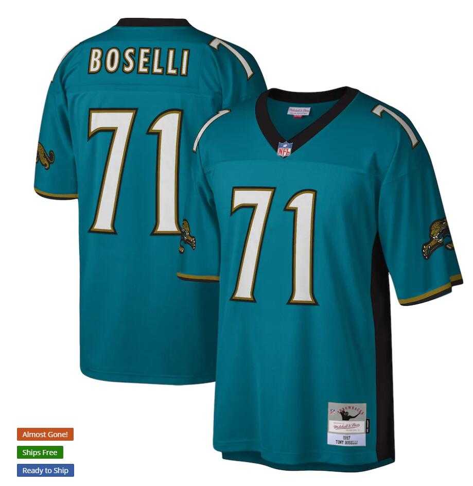 Men's Jacksonville Jaguars #71 Tony Boselli 1997 Mitchell & Ness Teal NFL Throwback Jersey,We sell and wholesale Men's Jacksonville Jaguars #71 Tony Boselli 1997 Mitchell & Ness Teal NFL Throwback Jersey on line form chian!