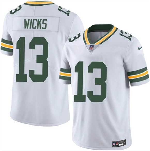 Men & Women & Youth Green Bay Packers #13 Dontayvion Wicks White 2025 Vapor Untouchable Limited Stitched Jersey,We sell and wholesale Men & Women & Youth Green Bay Packers #13 Dontayvion Wicks White 2025 Vapor Untouchable Limited Stitched Jersey on line form chian!