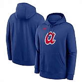 Men's Atlanta Braves Royal Cooperstown Collection Logo Club Pullover Hoodie,baseball caps,new era cap wholesale,wholesale hats