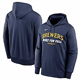 Men's Milwaukee Brewers Navy Postseason Collection Therma Fleece Hoodie,baseball caps,new era cap wholesale,wholesale hats