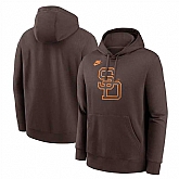 Men's San Diego Padres Brown Cooperstown Collection Logo Club Pullover Hoodie,baseball caps,new era cap wholesale,wholesale hats
