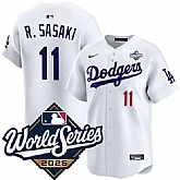 Men's Los Angeles Dodgers #11 Roki Sasaki White 2025 World Series Limited Stitched Jersey,baseball caps,new era cap wholesale,wholesale hats