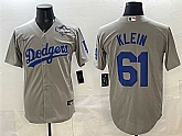 Men's Los Angeles Dodgers #61 Will Klein Grey 2025 World Series Patch Cool Base Stitched Jersey,baseball caps,new era cap wholesale,wholesale hats