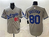 Men's Los Angeles Dodgers #80 Emmet Sheehan Gray 2025 World Series Champions Patch Limited Stitched Jersey,baseball caps,new era cap wholesale,wholesale hats