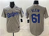 Men's Los Angeles Dodgers #61 Will Klein Gray 2025 World Series Patch Cool Base Stitched Jersey,baseball caps,new era cap wholesale,wholesale hats