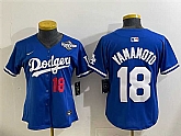 Women's Los Angeles Dodgers #18 Yoshinobu Yamamoto Royal 2025 World Series Patch Limited Stitched Jersey,baseball caps,new era cap wholesale,wholesale hats